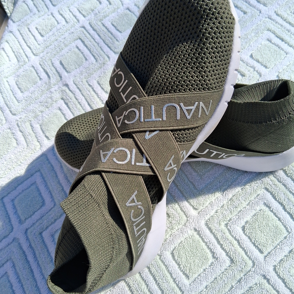 Nautica Olive Green Slip-On Sneakers